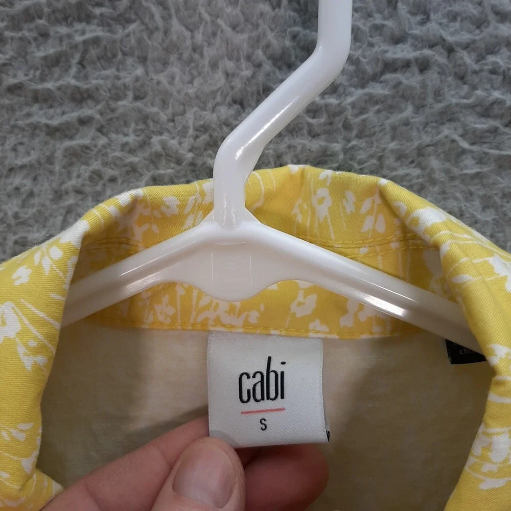 Cabi Jacket Womens Small Daisy Spring Yellow Floral Field Jacket‎ Preppy Casual